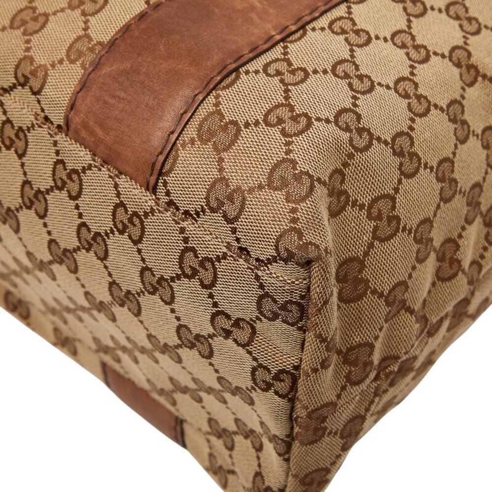 Gucci GG Canvas Bamboo Tote Bag Beige Brown Leather - Picture 6 of 10
